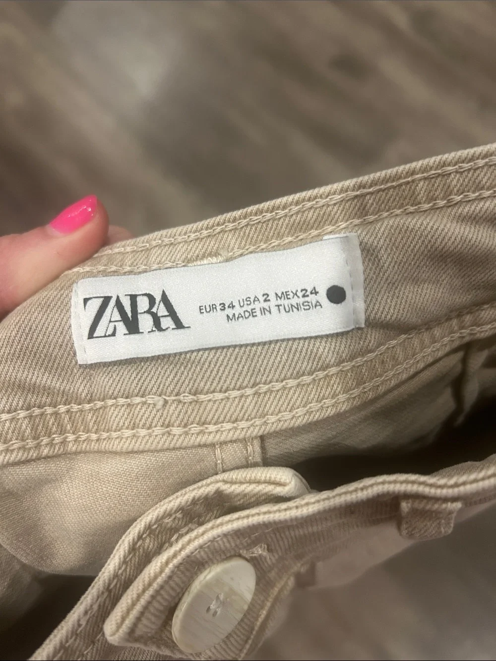 Zara Beige Wide-Leg High-Rise Jeans - Picture 5 of 5